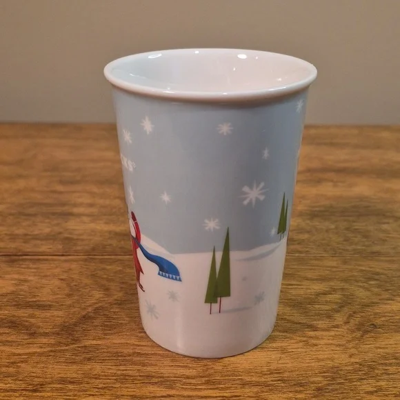 STARBUCKS 2011 Festive Holiday Skaters and Sledding Dog Mug with 3D Airplane - Picture 2 of 15